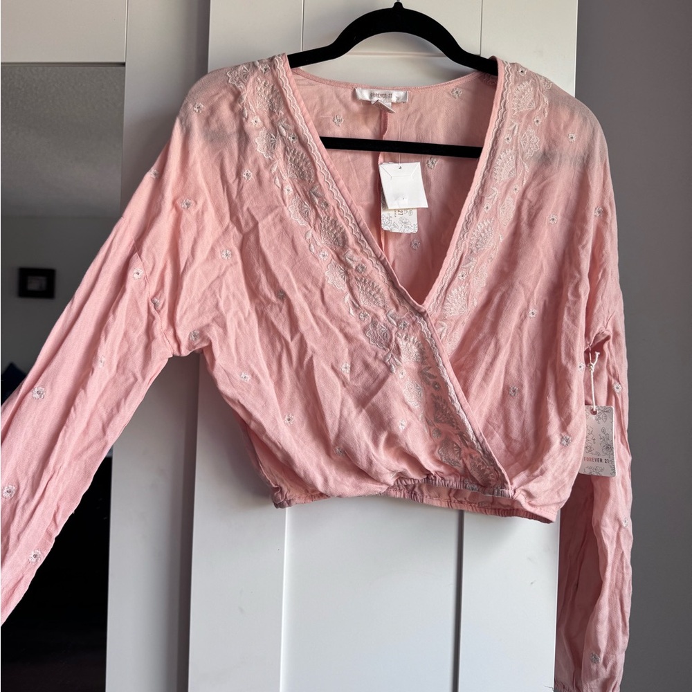Forever 21 Light Pink Wrap Blouse